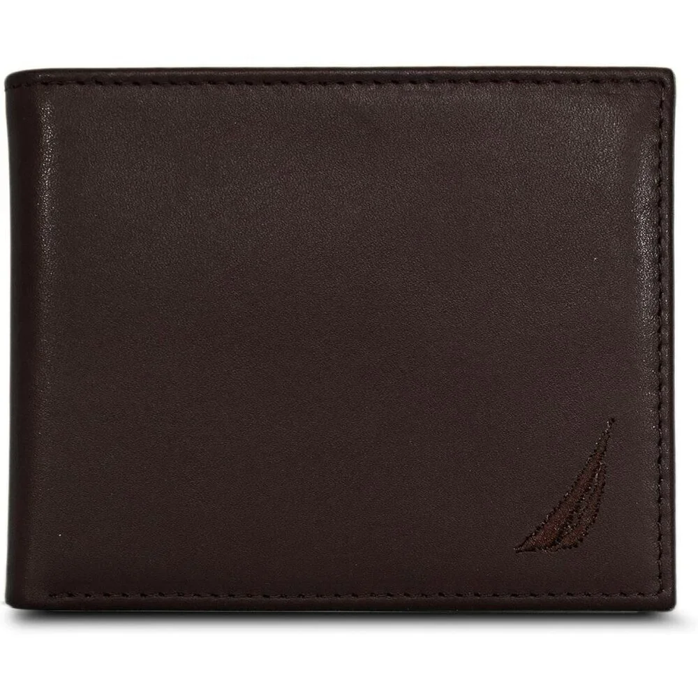 Men's Sail - Brown Bifold Leather Wallet RFID Blocking ID Window Card Slots